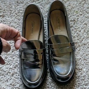 Zara womans silver loafers